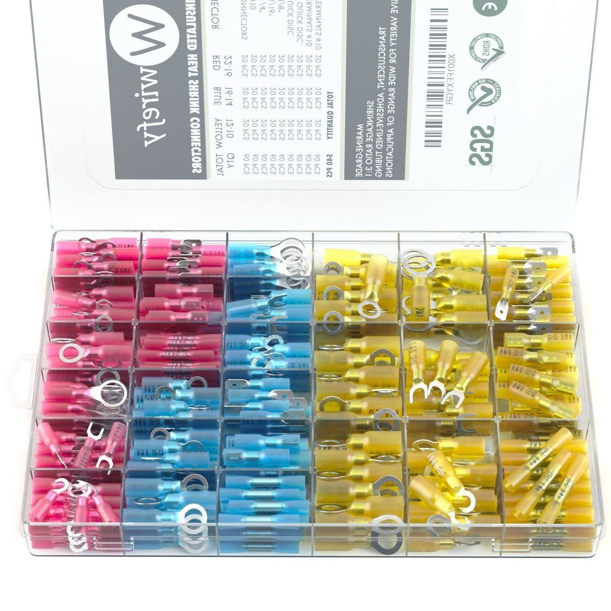 540 Pcs Heat Shrink Wire Connectors Electrical Terminals Kit F387