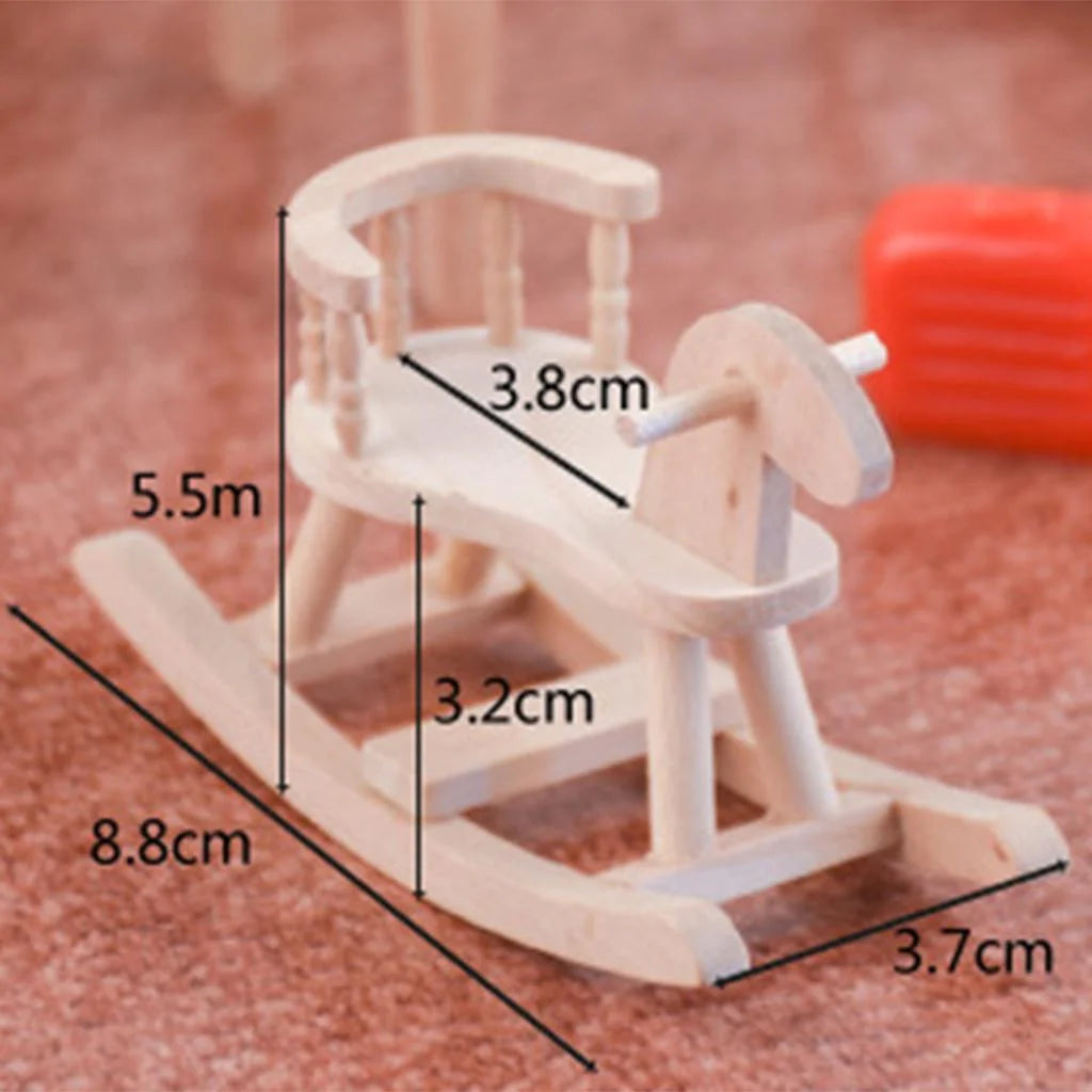 Dollhouse Unpainted Wooden Cockhorse Toy Furniture Model K37455