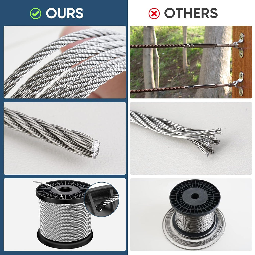 1/8 Stainless Steel Wire Rope Aircraft Cable 7x7 Strands 450ft with Cutter W4952