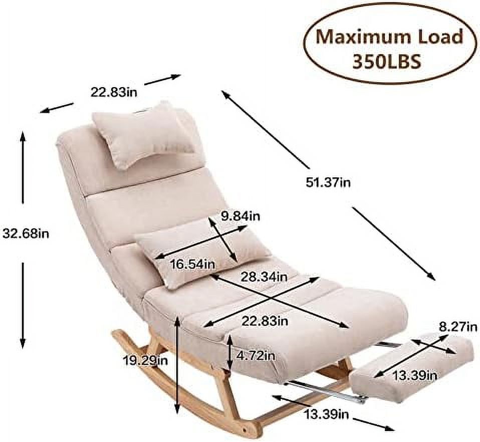 PU Leather Upholstered Rocker Recliner Chair with Pillows & Foot W4542