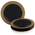 Black with Gold Rim Disposable Plastic Salad Plates 120pcs H377597