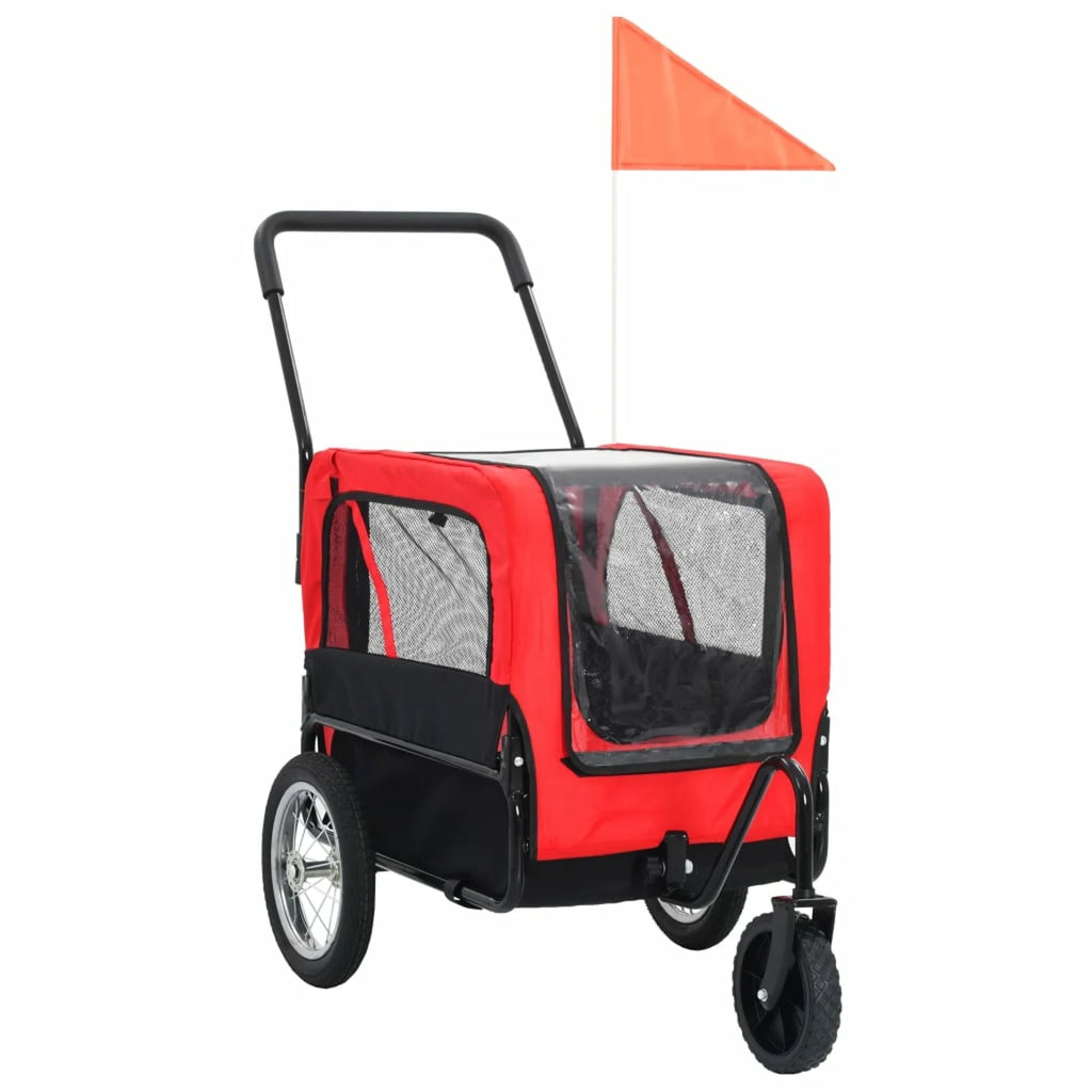 Red and Black Pet Bike Trailer and Jogging Stroller X51565