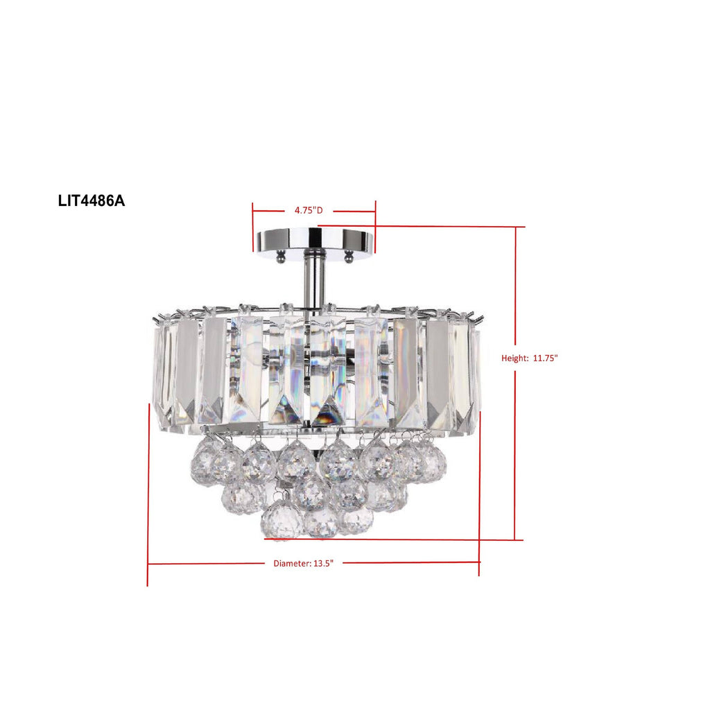 3-Light Chrome Acrylic Flush Mount W2274