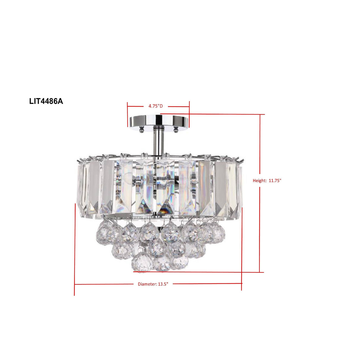 3-Light Chrome Acrylic Flush Mount W2274