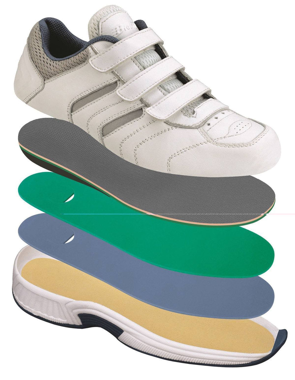 White Leather OrthoFeet Ventura Shoes E55268