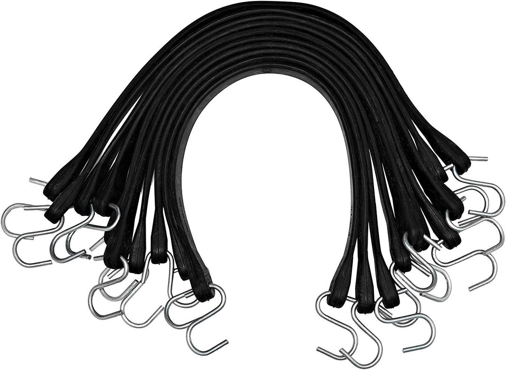 Natural Rubber Bungee Cords with Hooks 15" Pack of 50 K4384