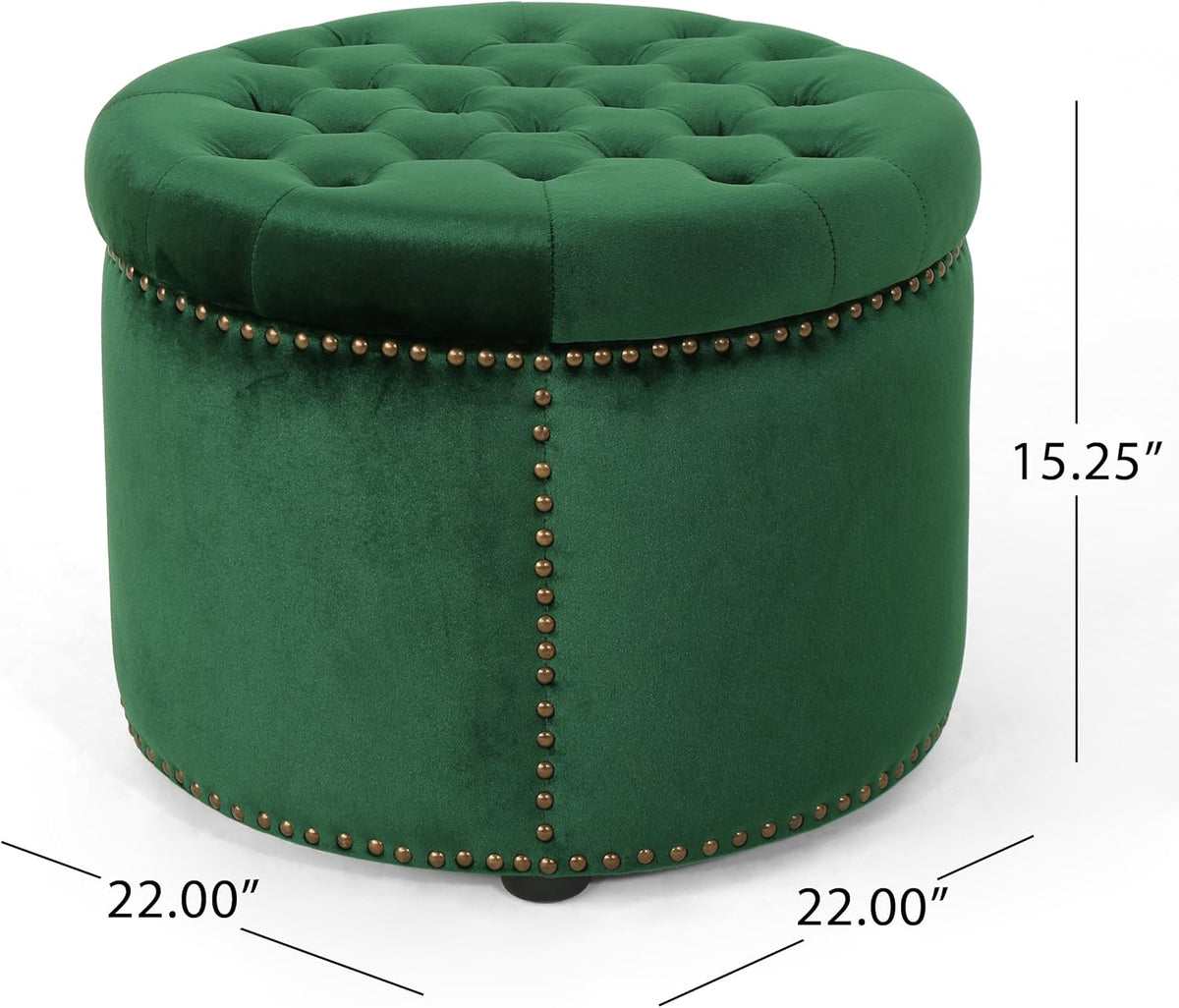 Emerald Velvet Tufted Ottoman B278