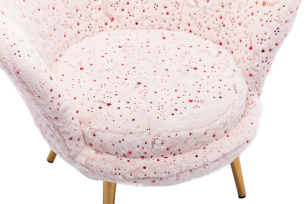 Pink Faux Fur Kids Sofa Chair with Gold Legs H11056