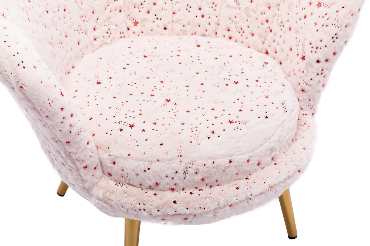 Pink Faux Fur Kids Sofa Chair with Gold Legs H11056