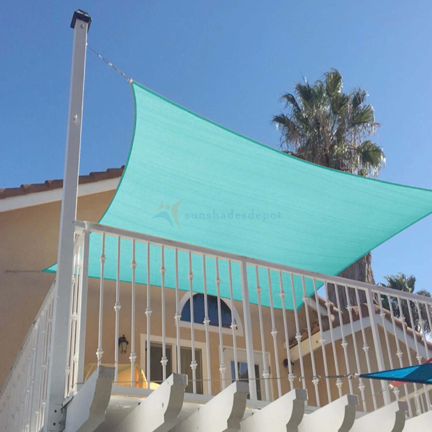Turquoise Light Green Rectangle Sun Shade Sail Canopy Y60597