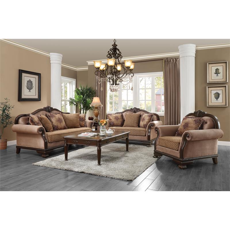 Brown Espresso Sofa with 5 Pillows H10580