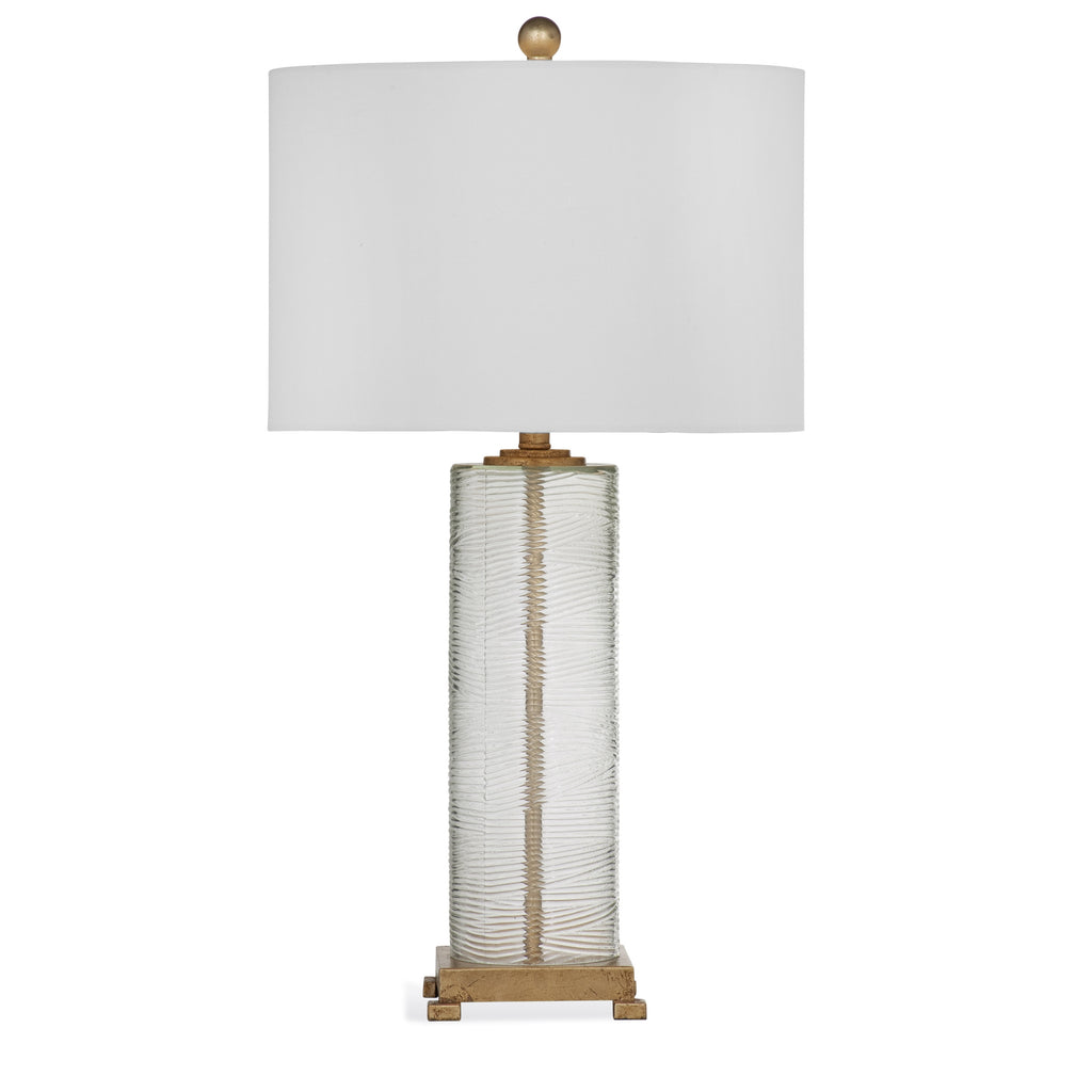 White and Gold Glass Table Lamp J302350
