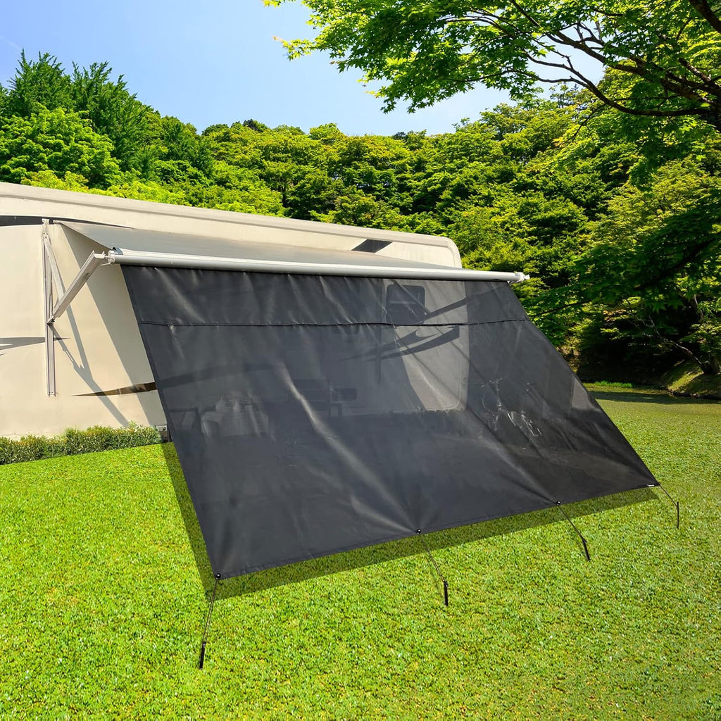 RV Awning Shade Screen with Zipper 8'X9'3'' Universal with Complete Kits C95662