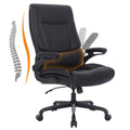 Black PU Leather Ergonomic Office Chair with Lumbar Support and Flip-up Armrests X8774