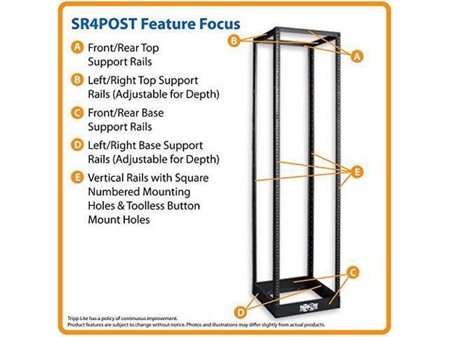 45U 4-Post Open Frame Rack Cabinet Square Holes 1000lb Capacity Z73027