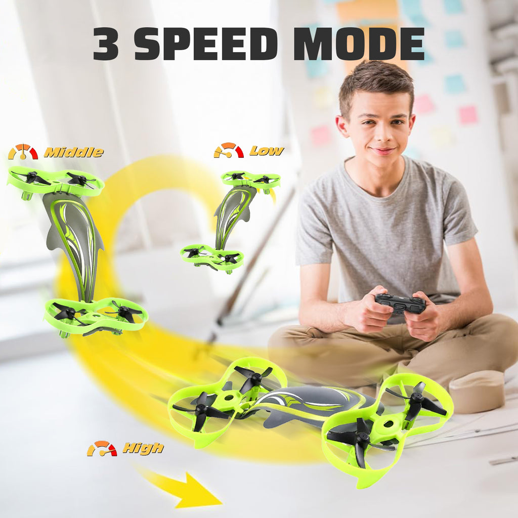 Mini 3 in 1 Remote Control Drone, 360 Degrees Flip, Green N32418