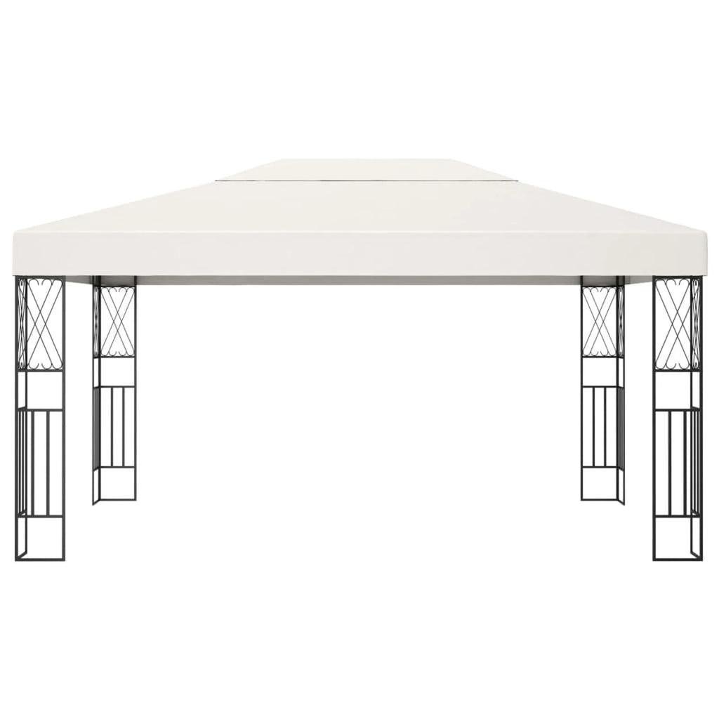 Canopy Tent Sun Shelter with Steel Frame Cream Fabric White Party Bbq Pop- Tent Picnic Patio 13.1' X 9.8' I97334