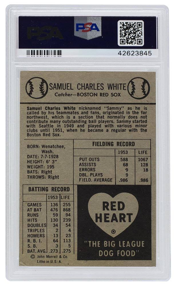 Red Heart Slabbed Baseball Card NM 7 A34471