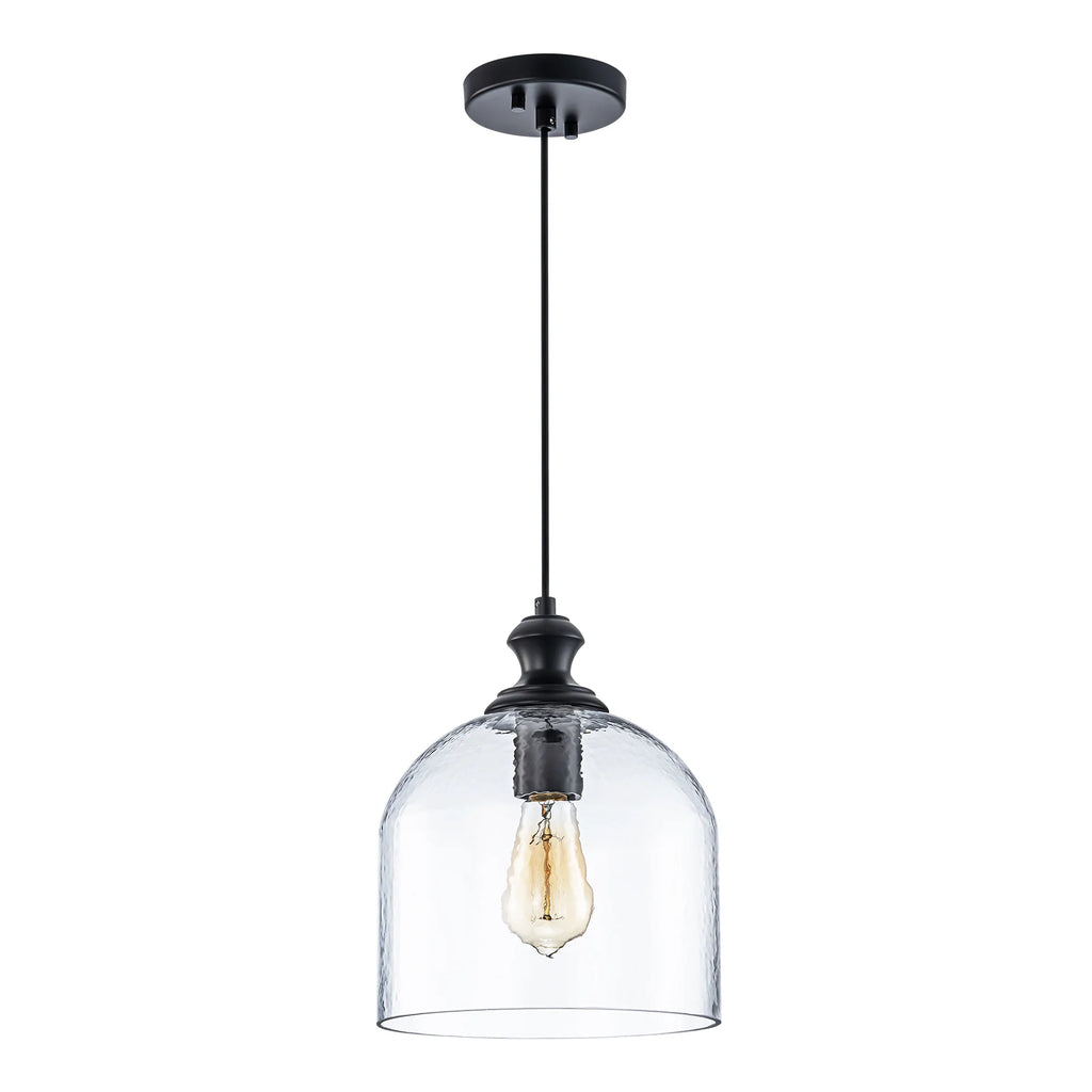 1-Light Dimmable Hammered Glass Pendant J94724