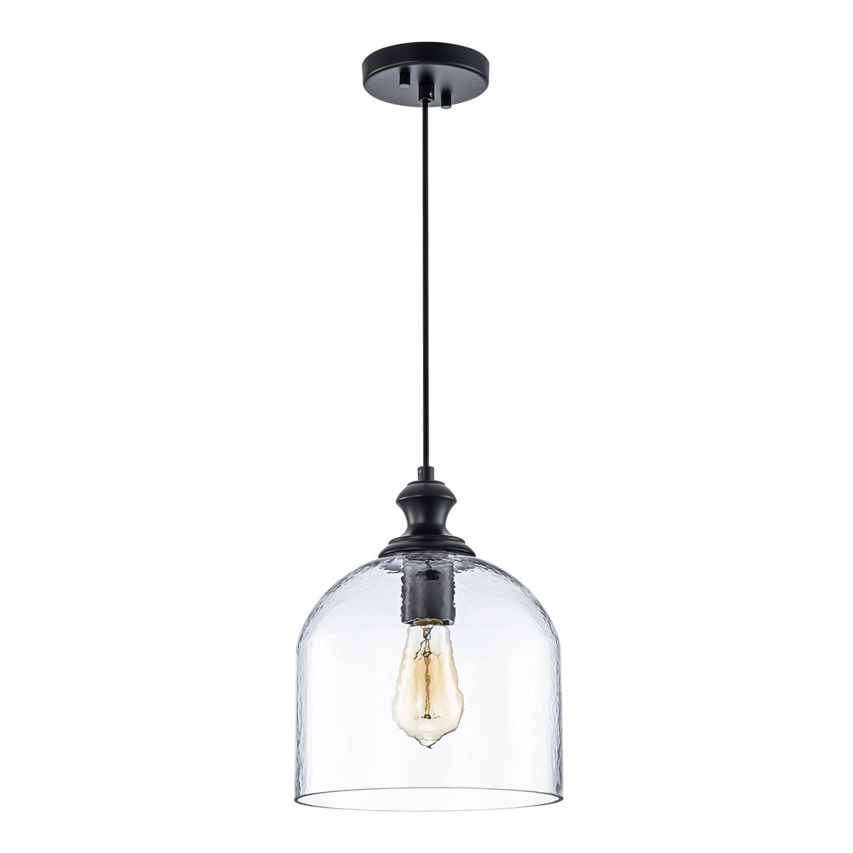 1-Light Dimmable Hammered Glass Pendant J94724
