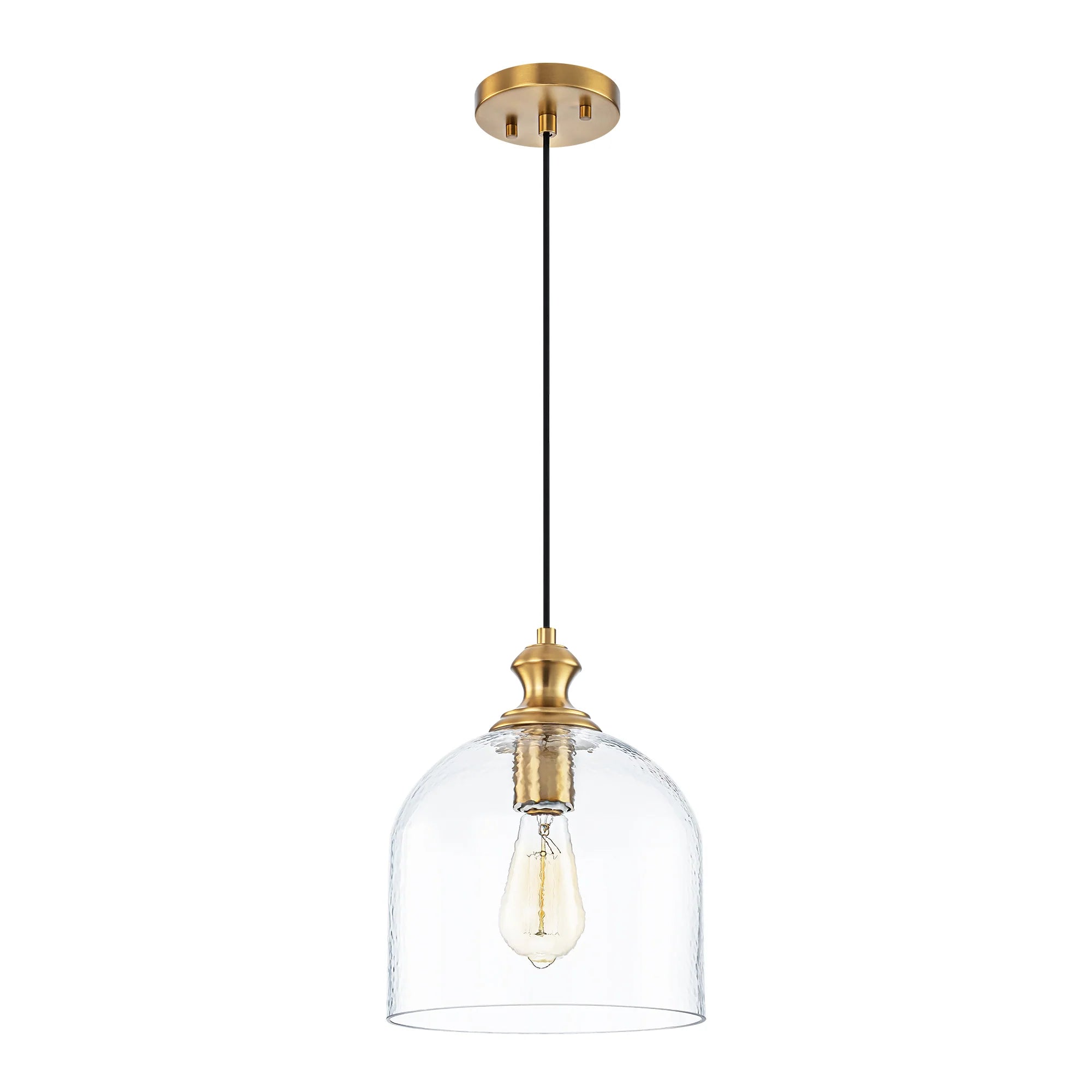 1-Light Dimmable Hammered Glass Pendant J94724