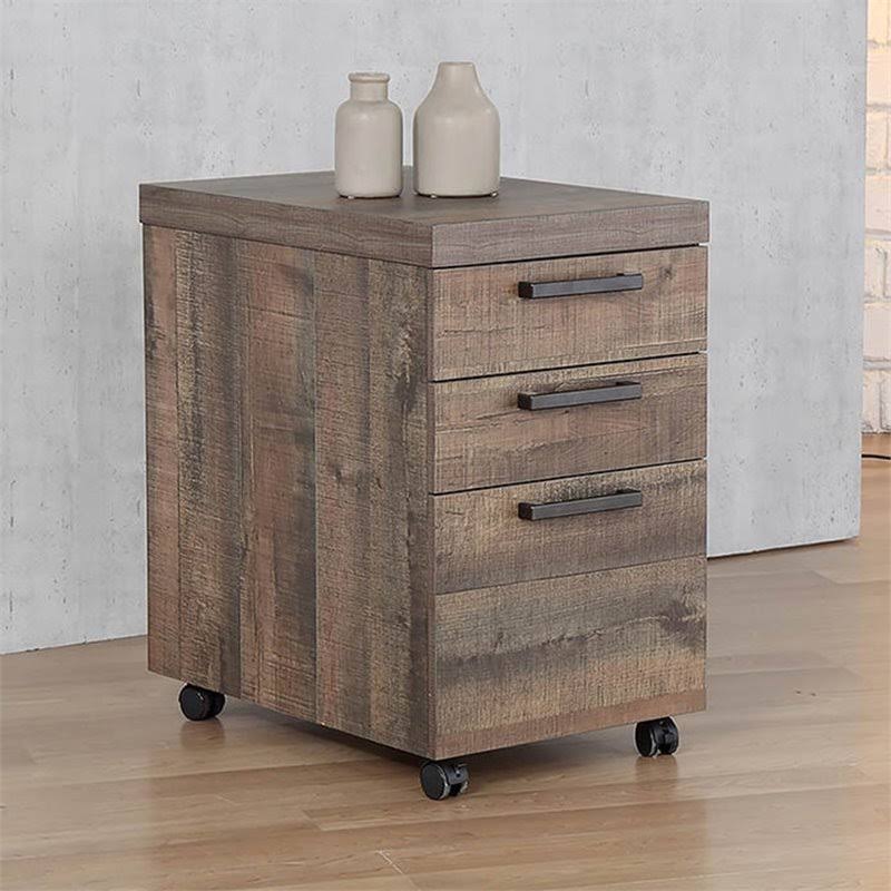 Weathered Oak Mobile File Cabinet R25885