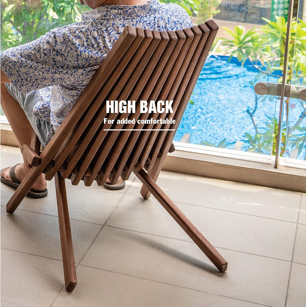 Folding Acacia Wood Outdoor Lounge Chair X244914