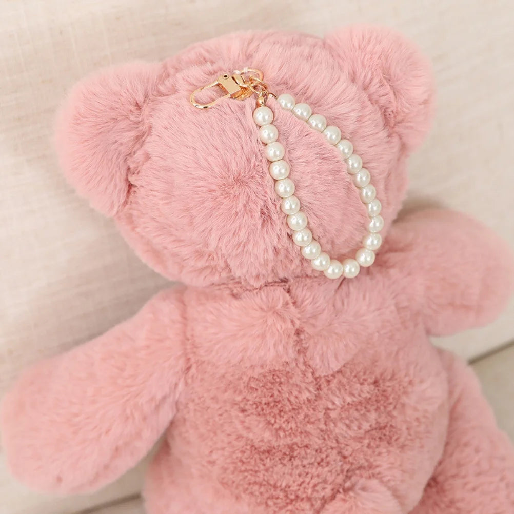 Teddy Bear Plush Toy with Pearl Chain Clasp Y8634
