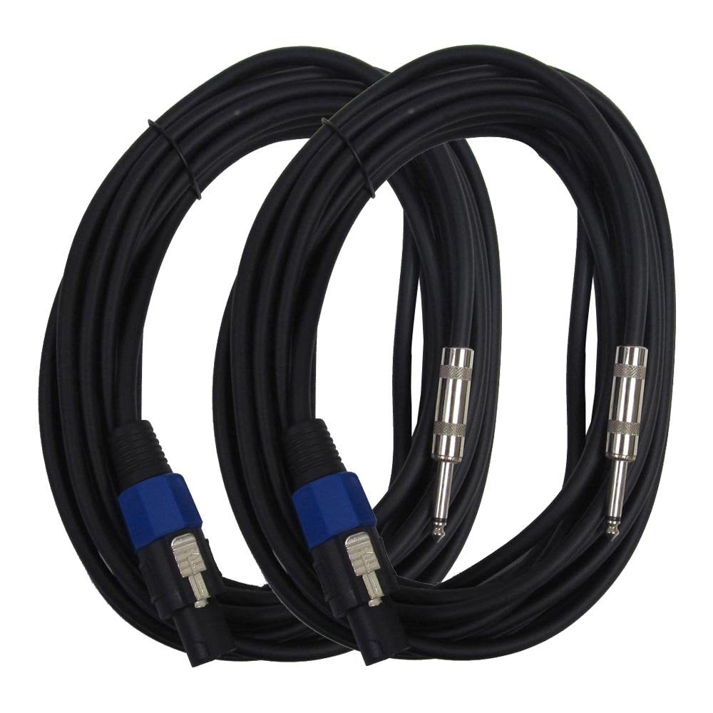25 Foot Speakon to 1/4 Speaker Cable, 2 Conductor, 14 Gauge, Pack of 2 W5921