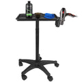 Black Aluminum Salon Trolley Cart with 5 Rolling Casters, Large Tray, Pack of 2 D653624