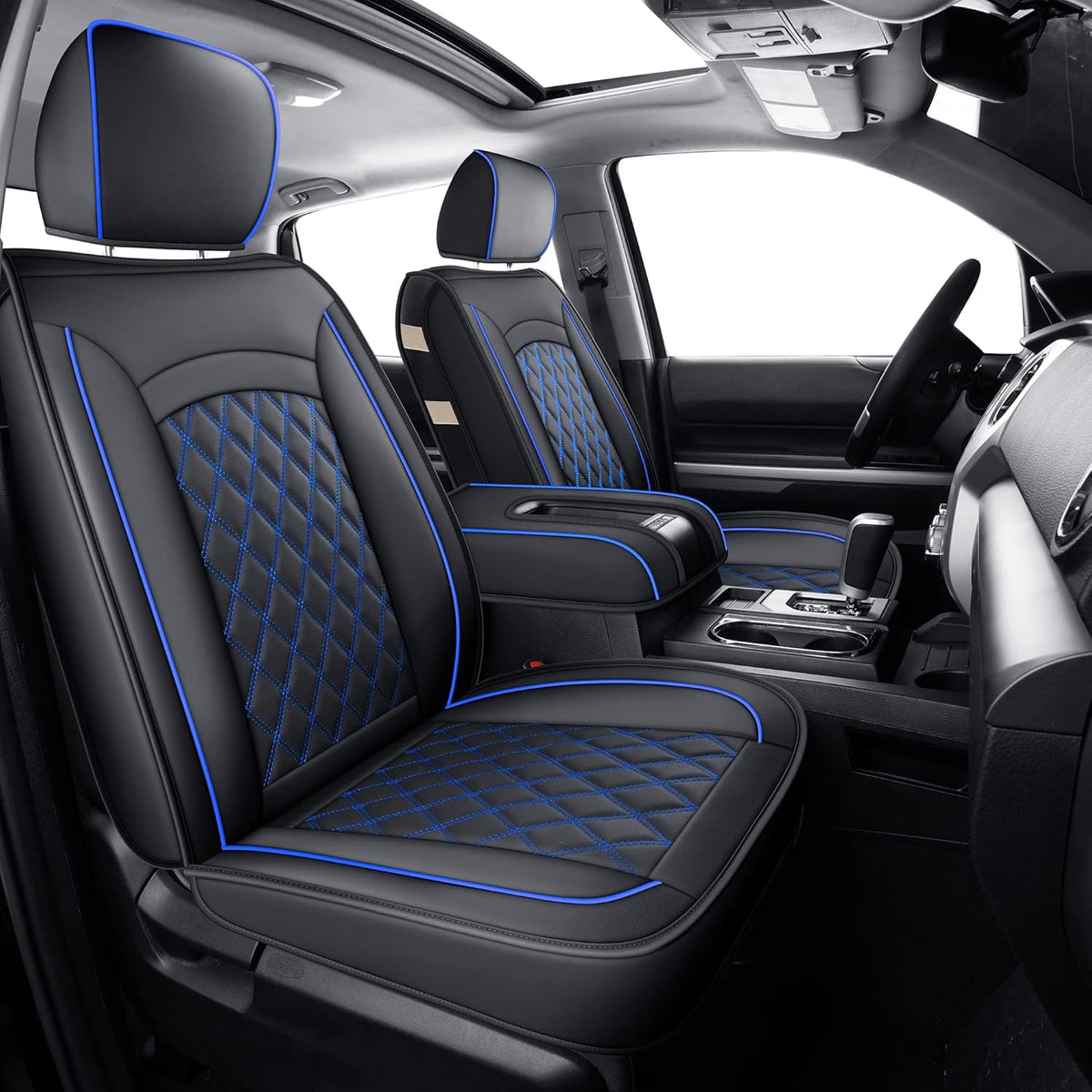 Rear Tundra Seat Covers with Faux Leather (Black Rear) H487613