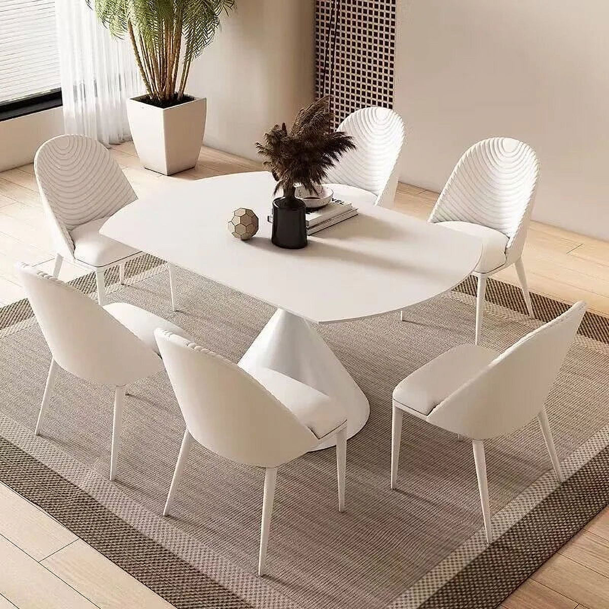 White Leather Dining Chair B19624
