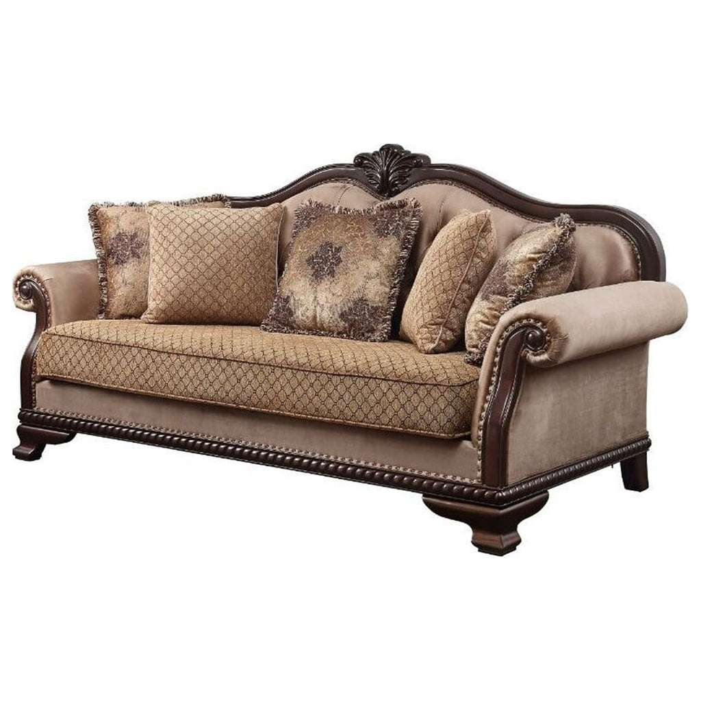 Brown Espresso Sofa with 5 Pillows H10580