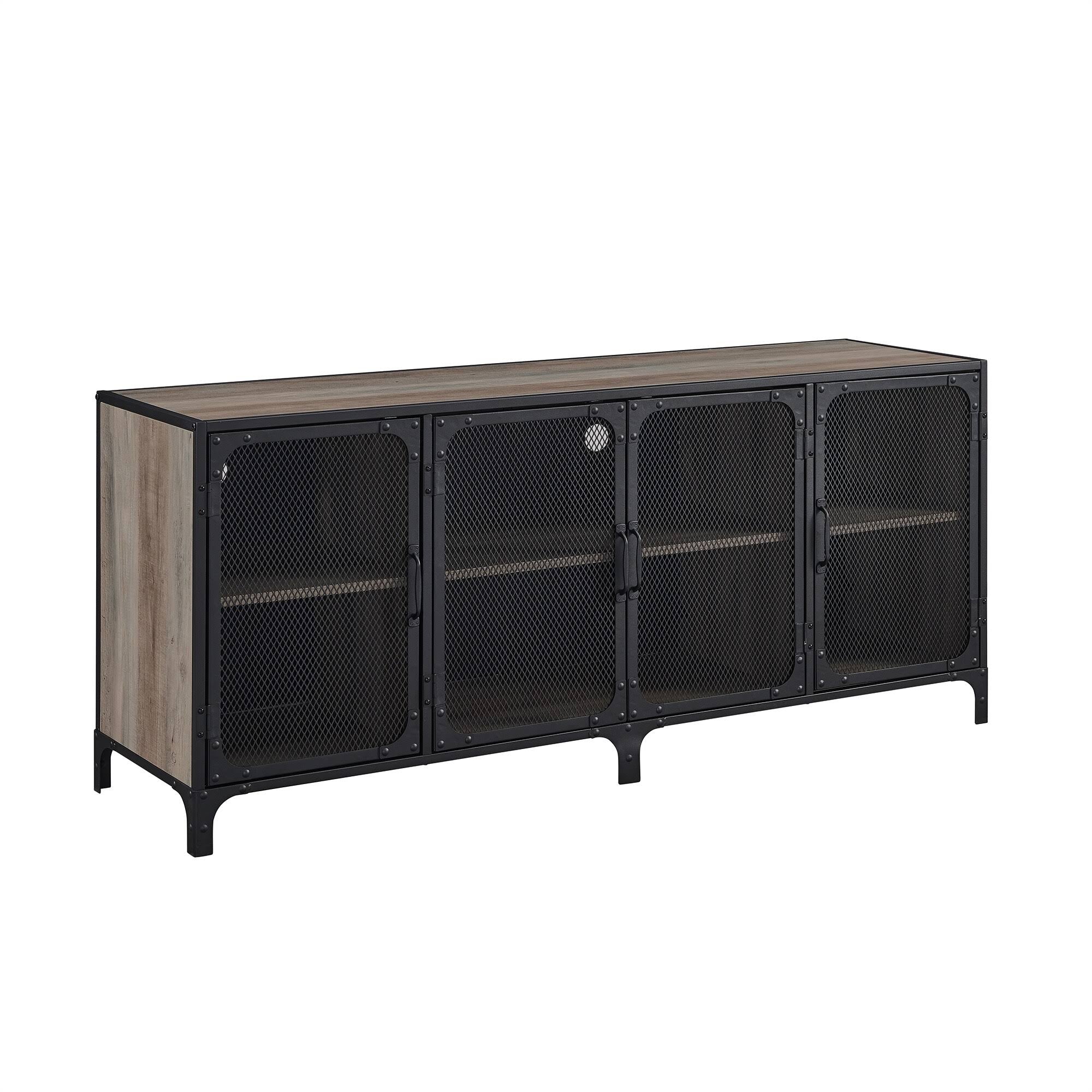Industrial TV Stand Console Dark Walnut G32315