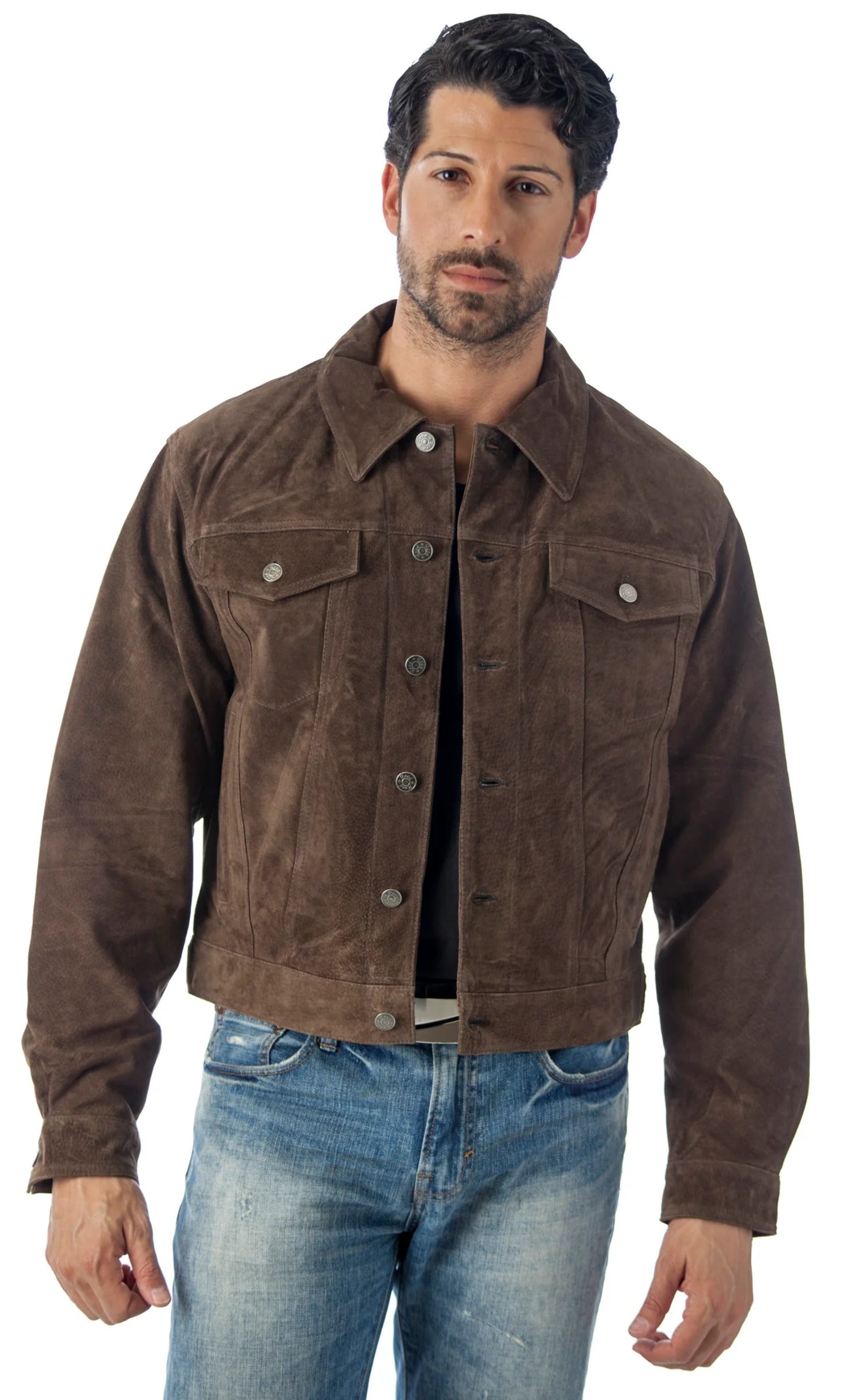 Suede Leather Shirt Jacket (2XL, CAMEL) Y325