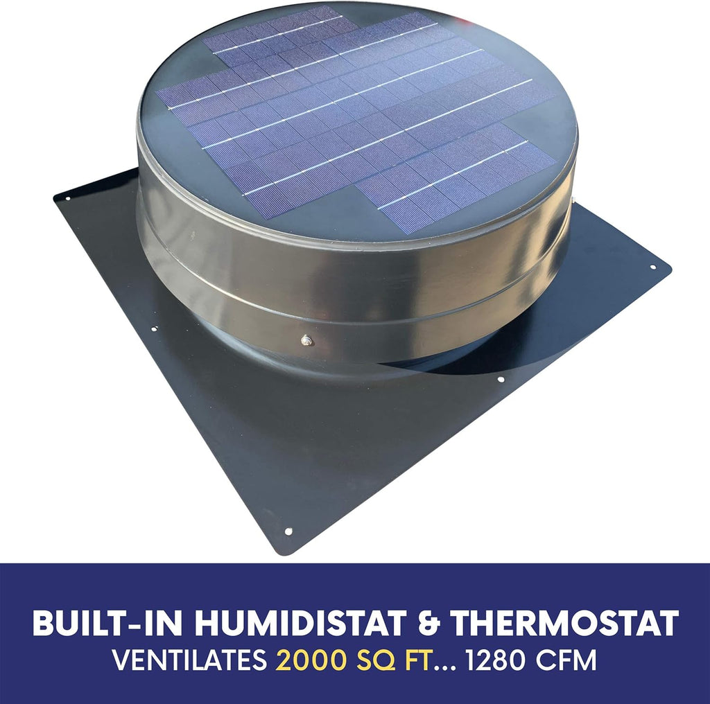 Solar Attic Fan with Thermostat /Humidistat, Brushless Motor K909