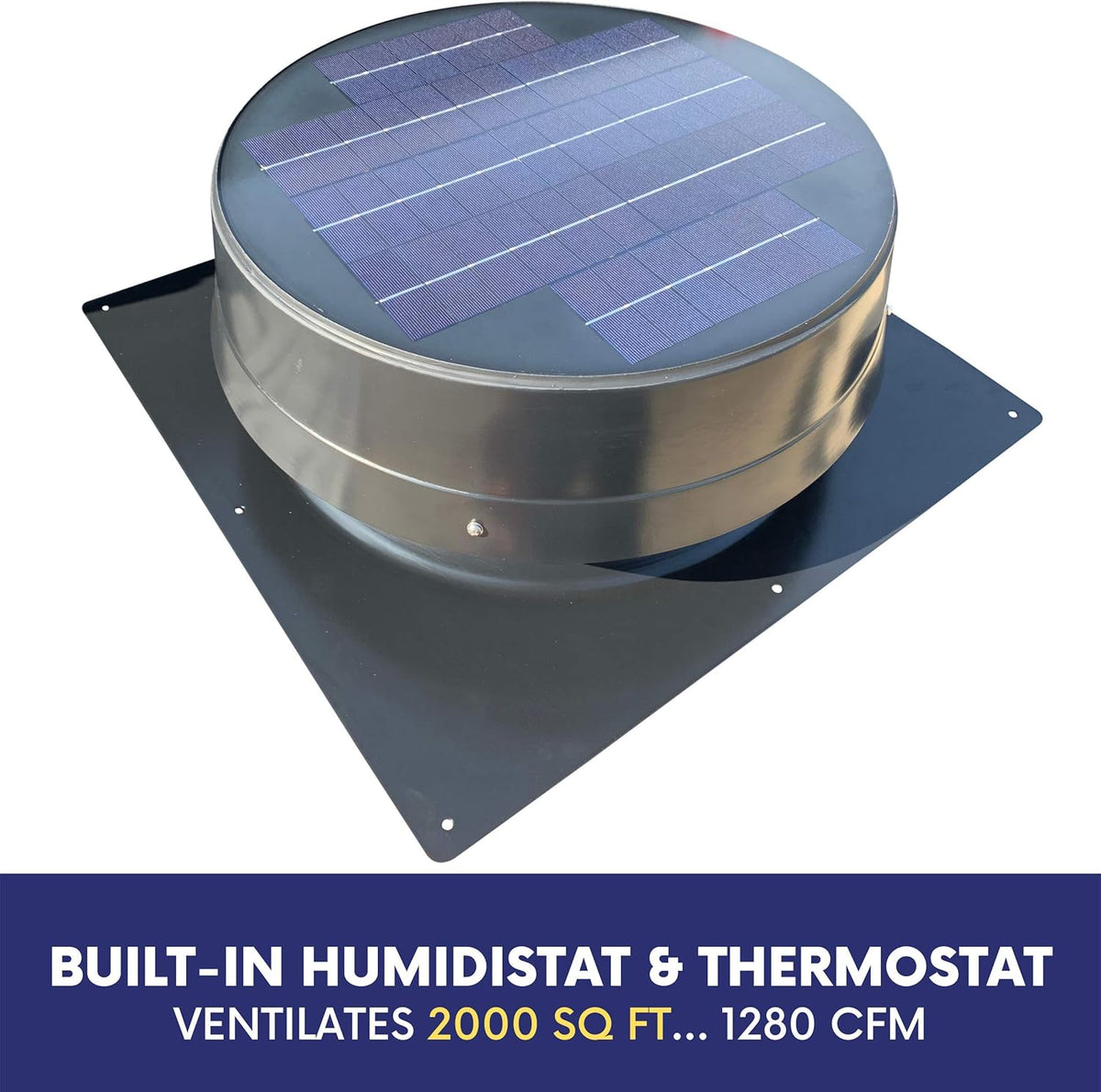 Solar Attic Fan with Thermostat /Humidistat, Brushless Motor K909