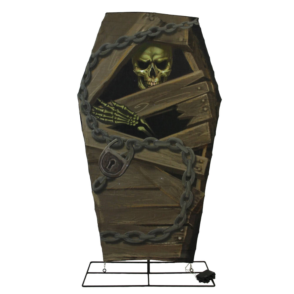 Black Battery Operated LED Lighted Skeleton in Coffin E394