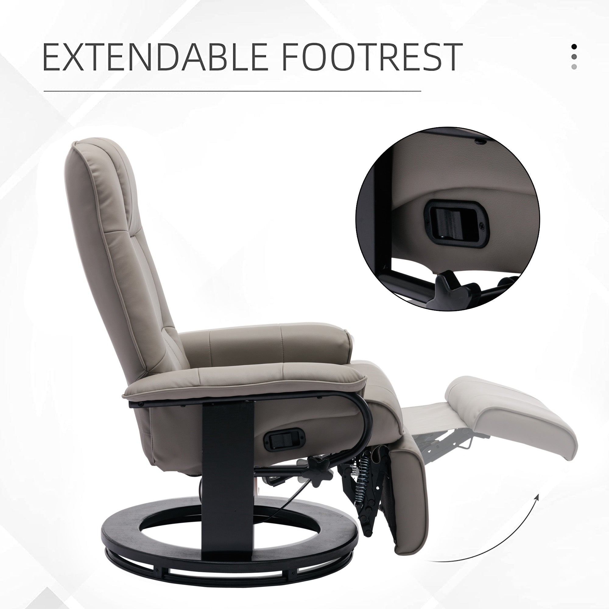 Grey Faux Leather Manual Swivel Recliner Chair with Footrest V943063