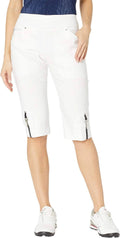 White Pull-On Knee Capris U2244