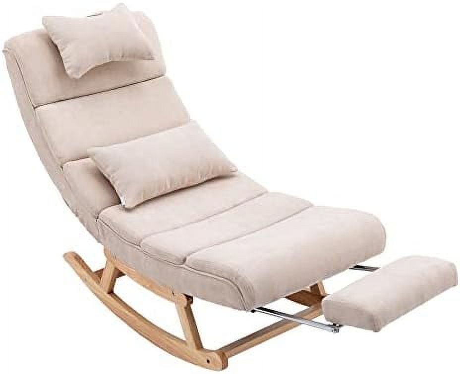 PU Leather Upholstered Rocker Recliner Chair with Pillows & Foot W4542