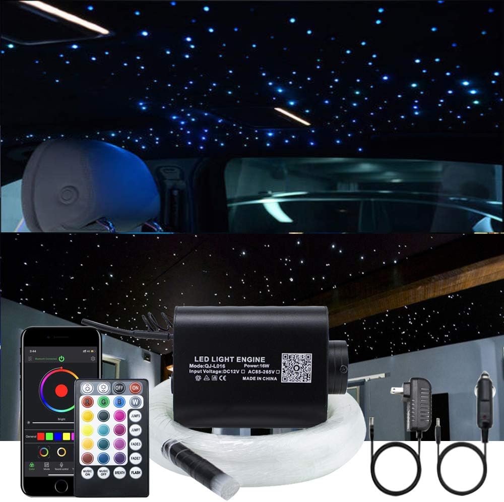 16W Fiber Optic Star Ceiling Light Kit with 150pcs 0.75mm 6.5ft Fiber Optical Cable Strands O719243