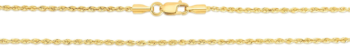 10k Yellow Gold Diamond Cut Rope Chain Necklace W630