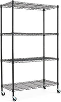 Black Adjustable Carbon Steel Wire Shelving Unit on Wheels A790