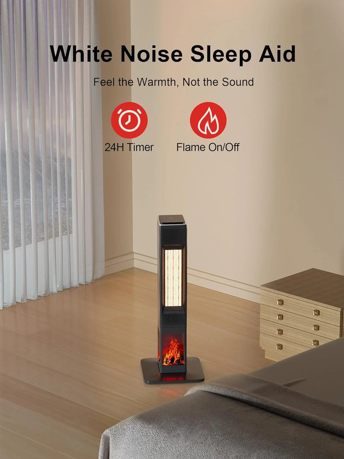 31" Portable Electric Tower Heater with Remote Thermostat 3 Modes 3D Flame F3541