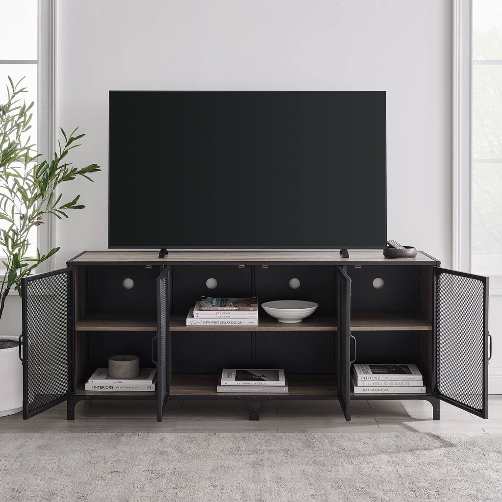 Industrial TV Stand Console Dark Walnut G32315