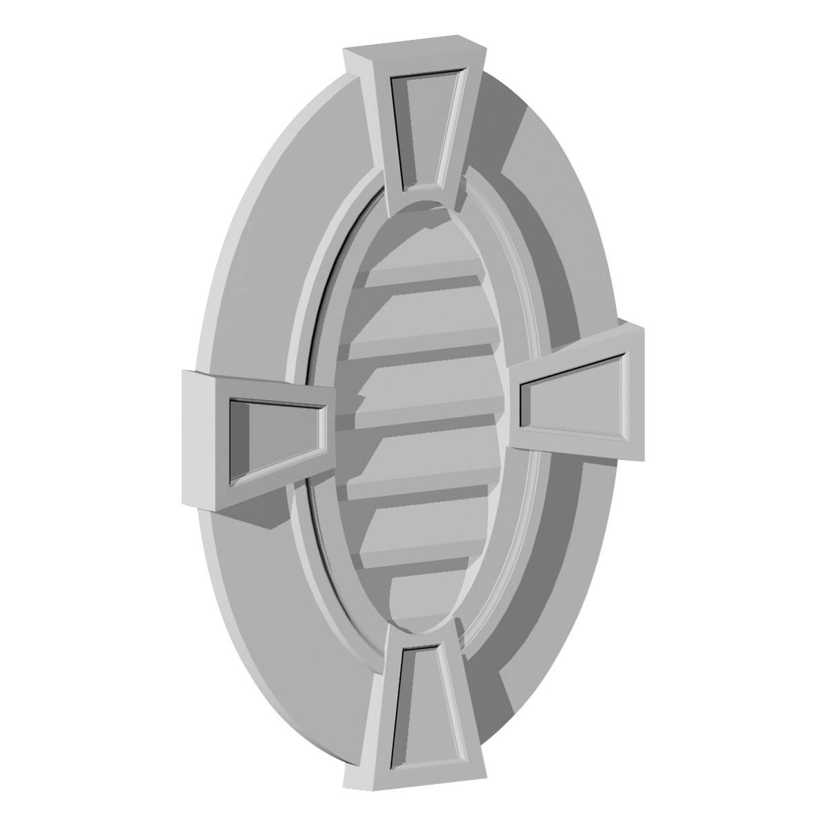 Vertical Oval Louver with Flat Trim & Keystones T311711