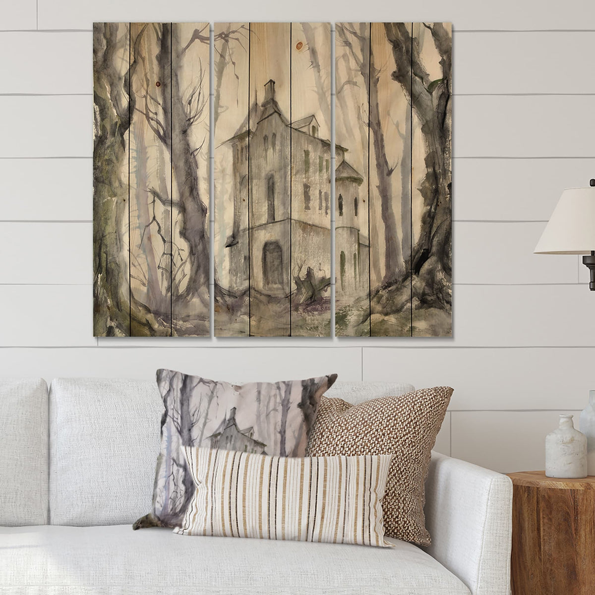 3 Panels 45 x 40 inches Print on Natural Pine Wood Y562822