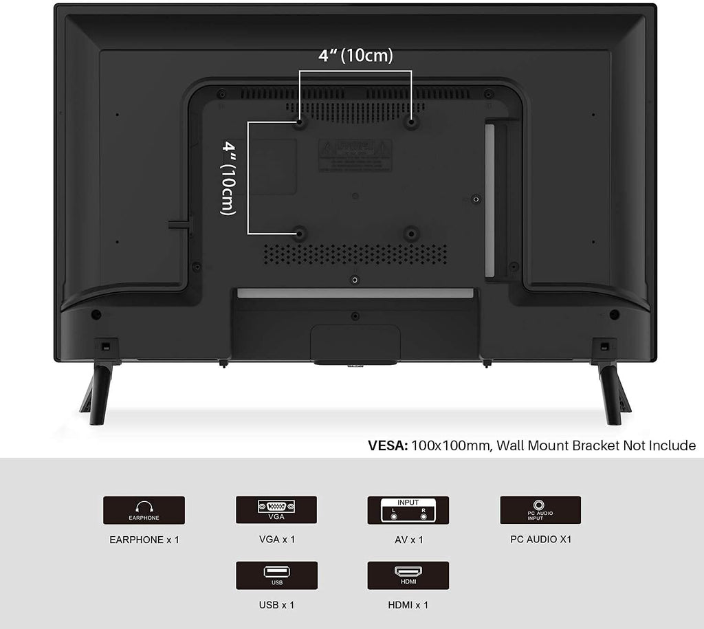 24 inch HD 720P LED TV with HDMI, USB, VGA, Earphone, Optical Ports, Dolby Audio N99404