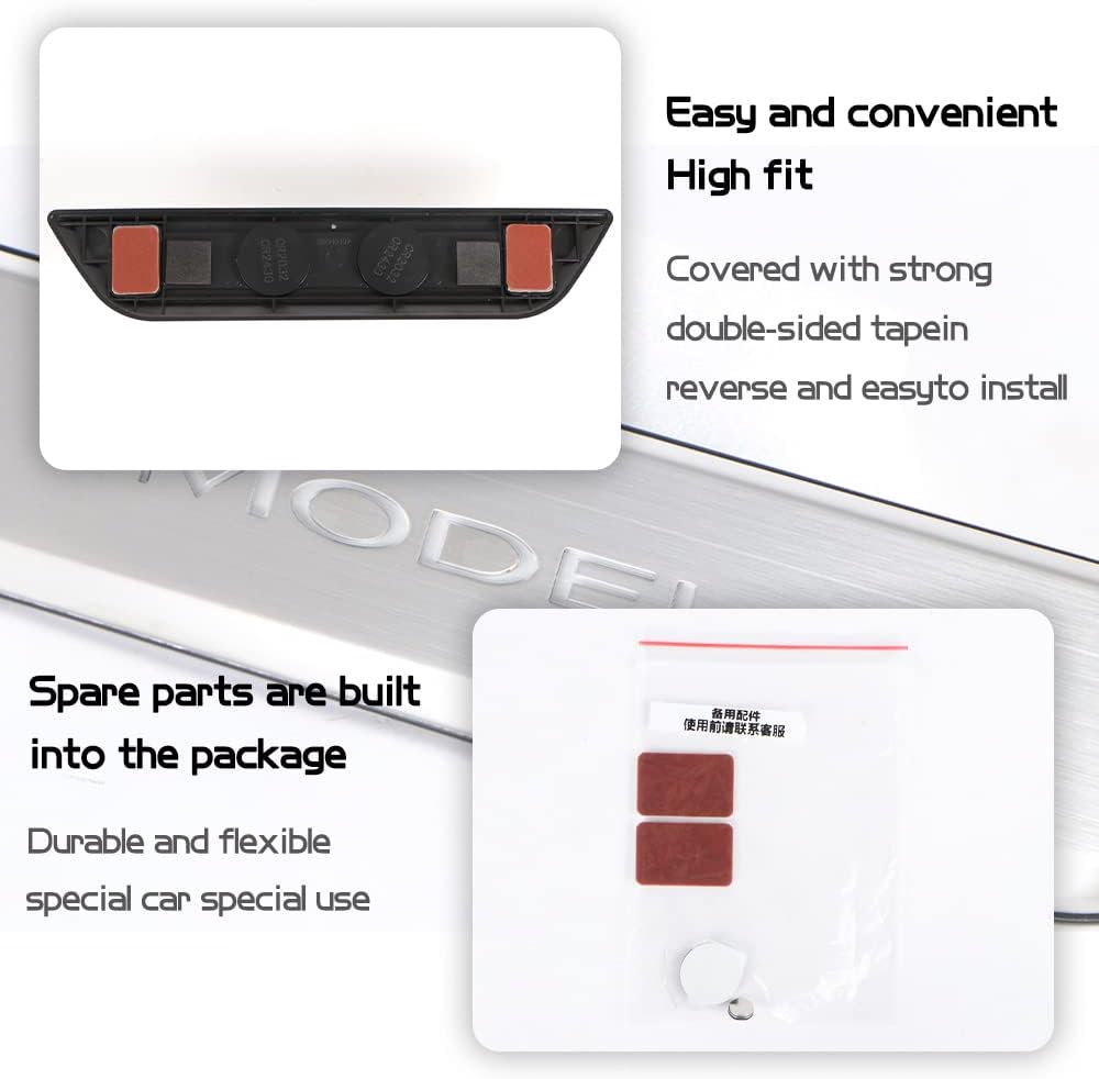 Door Sill Protector with LED Light, 4 Pieces Front/Rear Sill Plate Protector V821